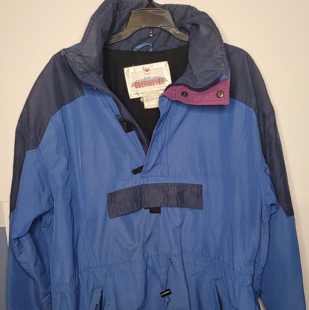 Obermeyer Men Blue Quarter Zip Ski Jacket Size (M)